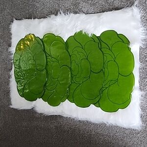 4 piece retro olive green mosaic placemats with plastic covering